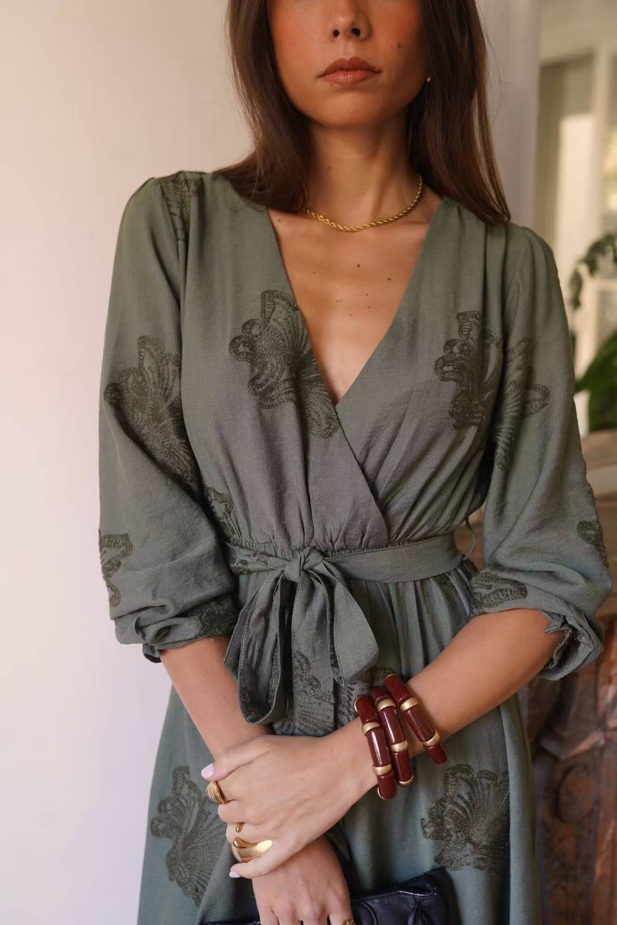 Khaki Midi dress