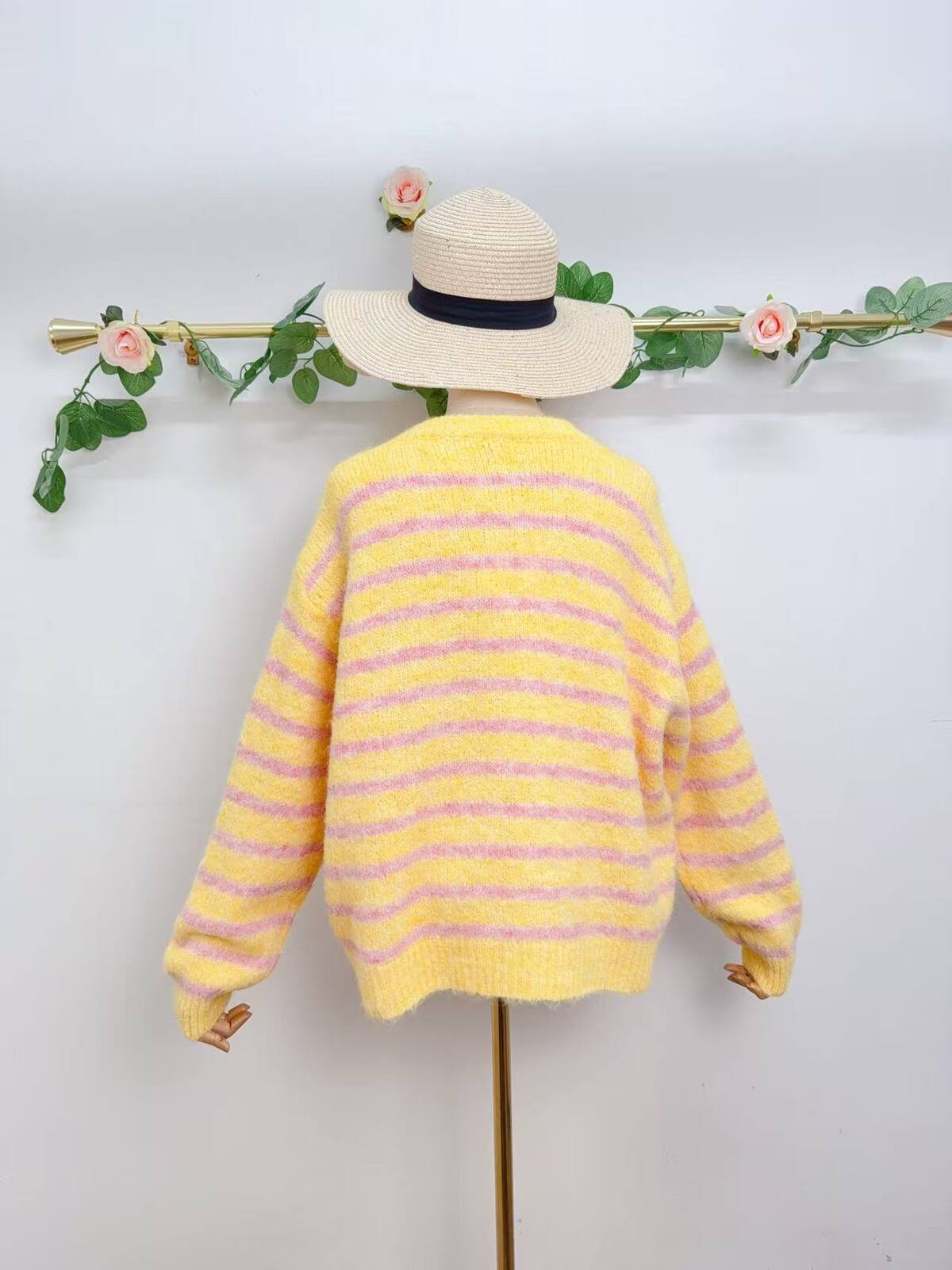 Yellow Striped Smiley Cardi
