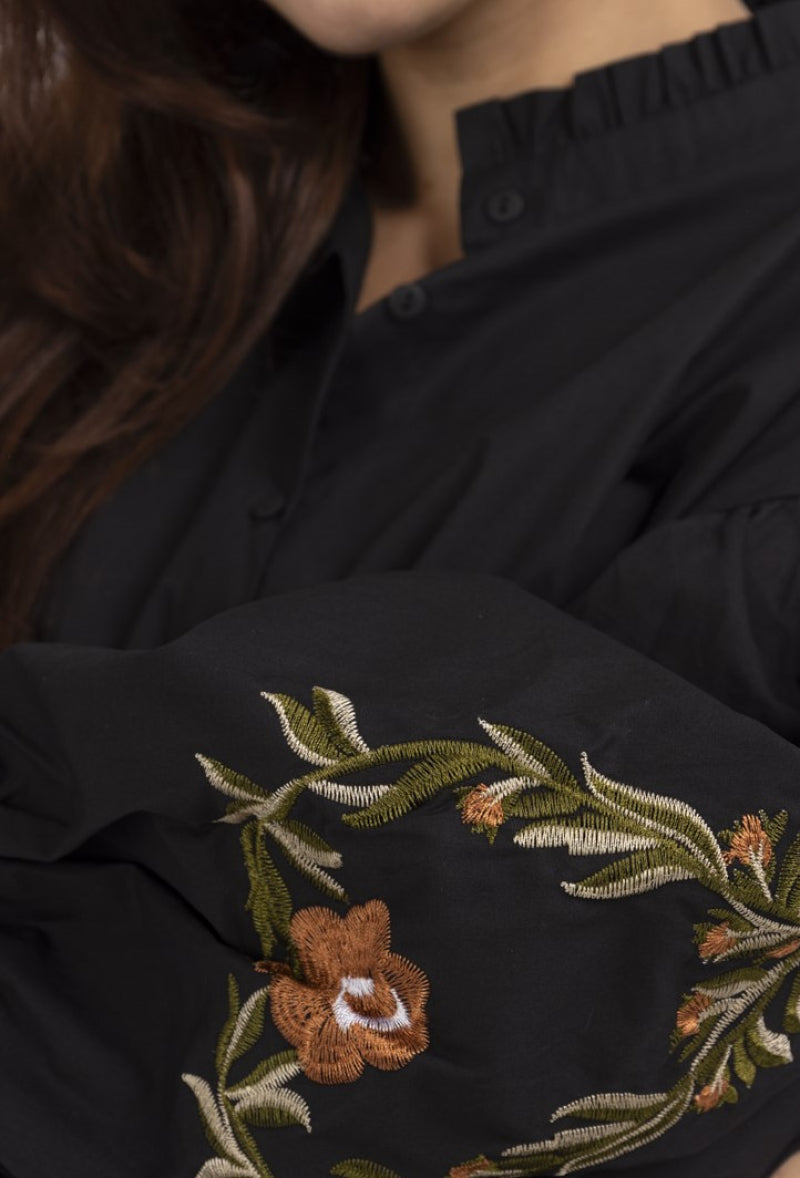 Flower Print Shirt - Black