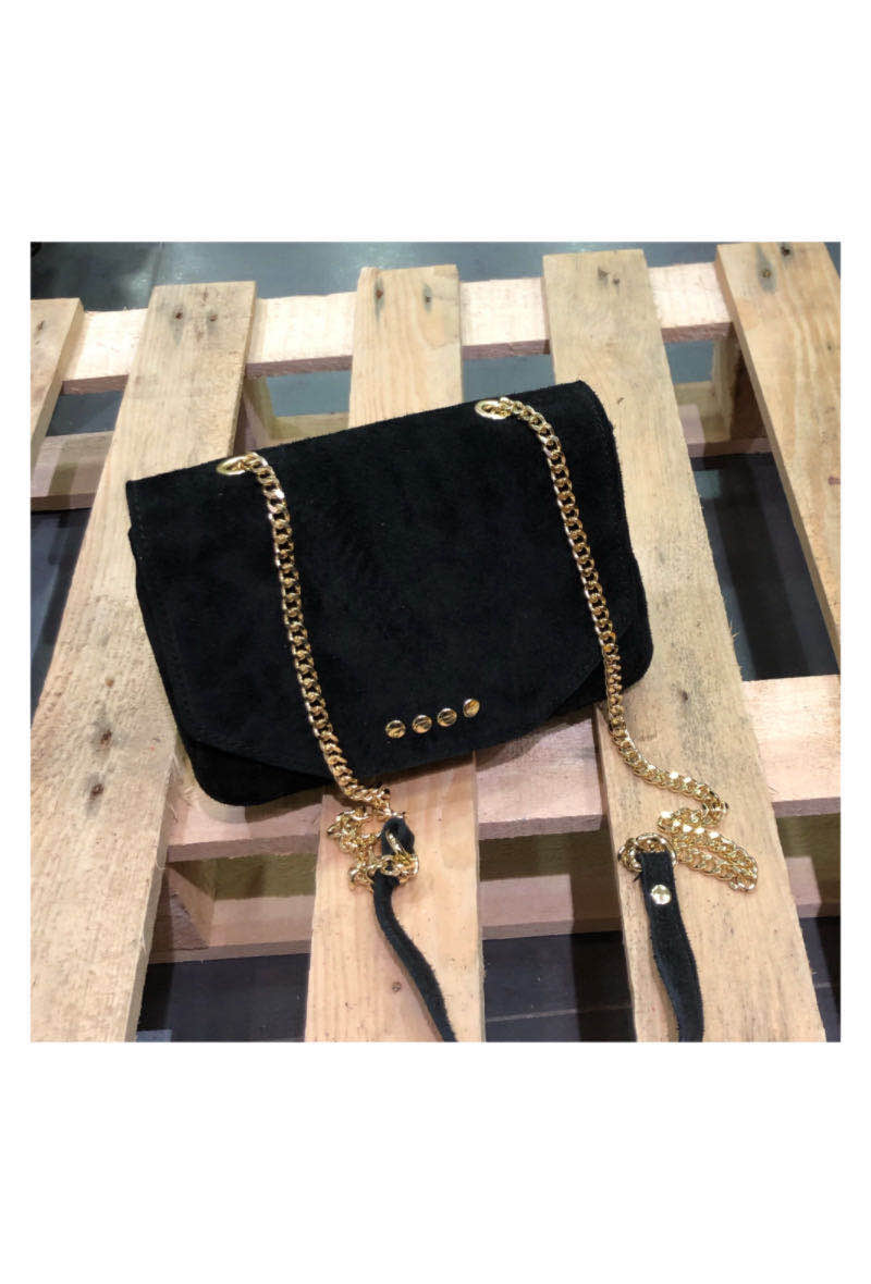 Black suede shoulder bag