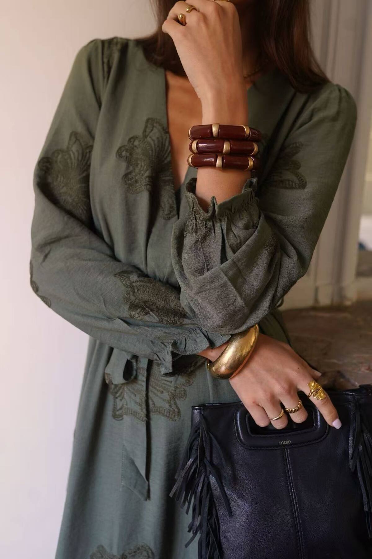 Khaki Midi dress