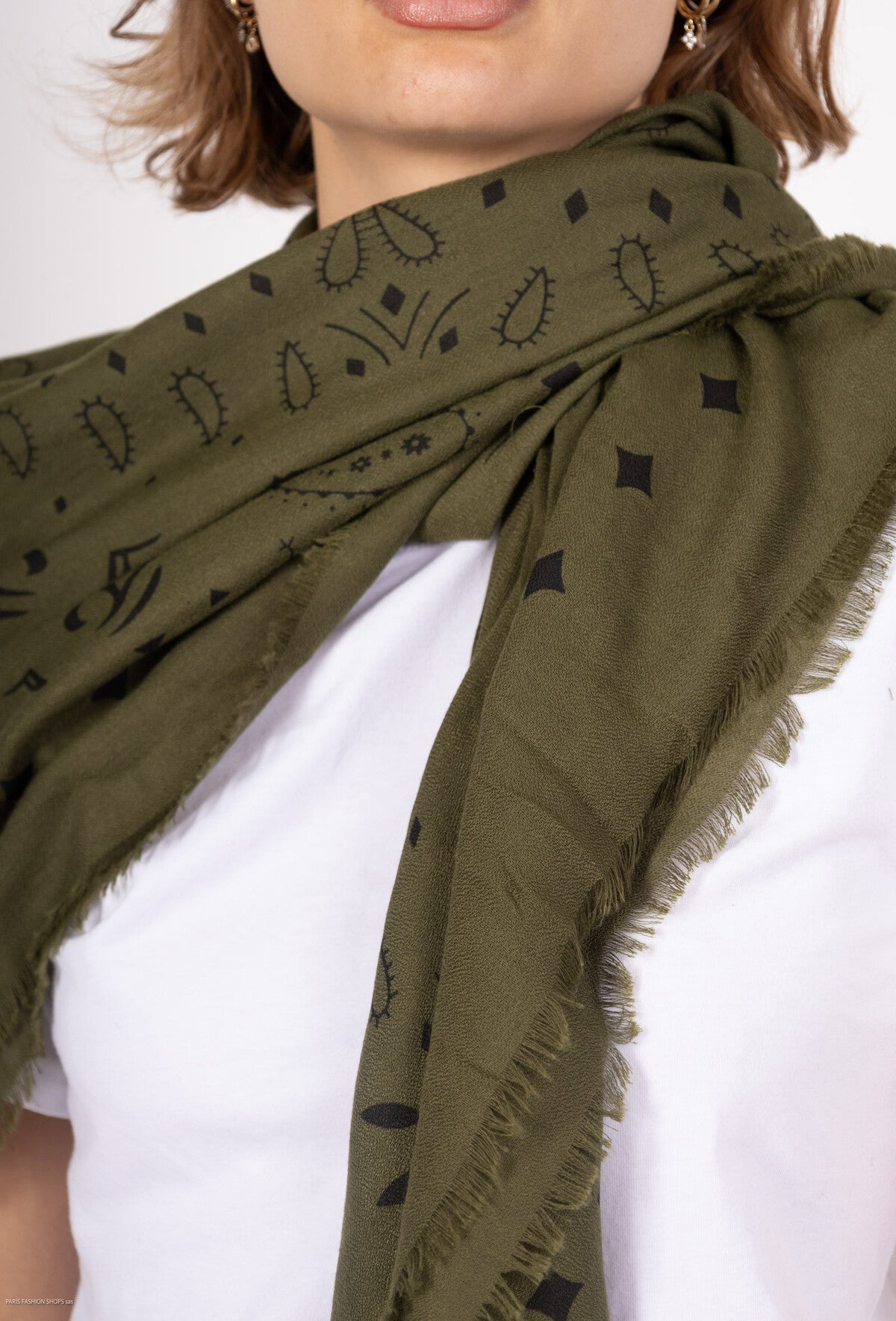 Khaki Lrg Paisley Scarf