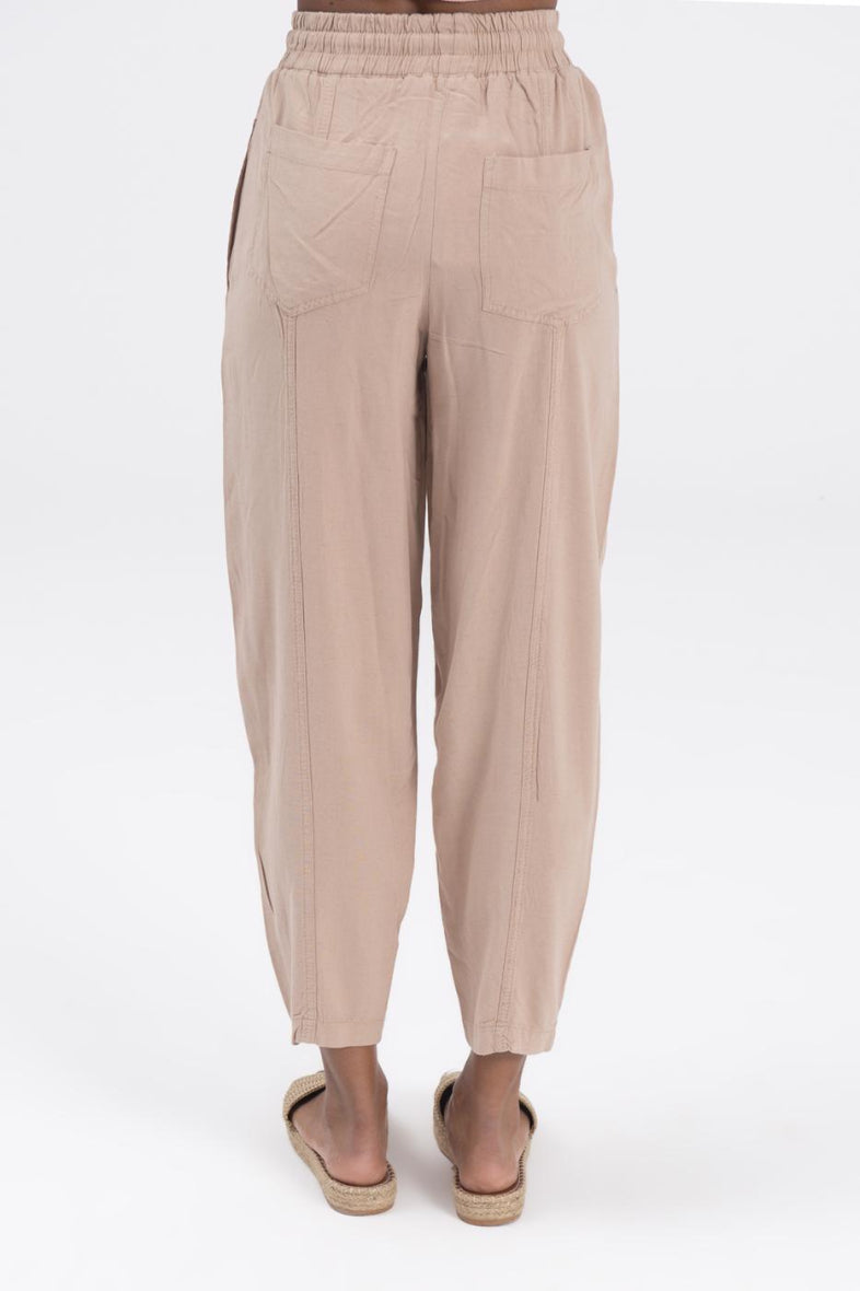Beige Linen Blend Pants