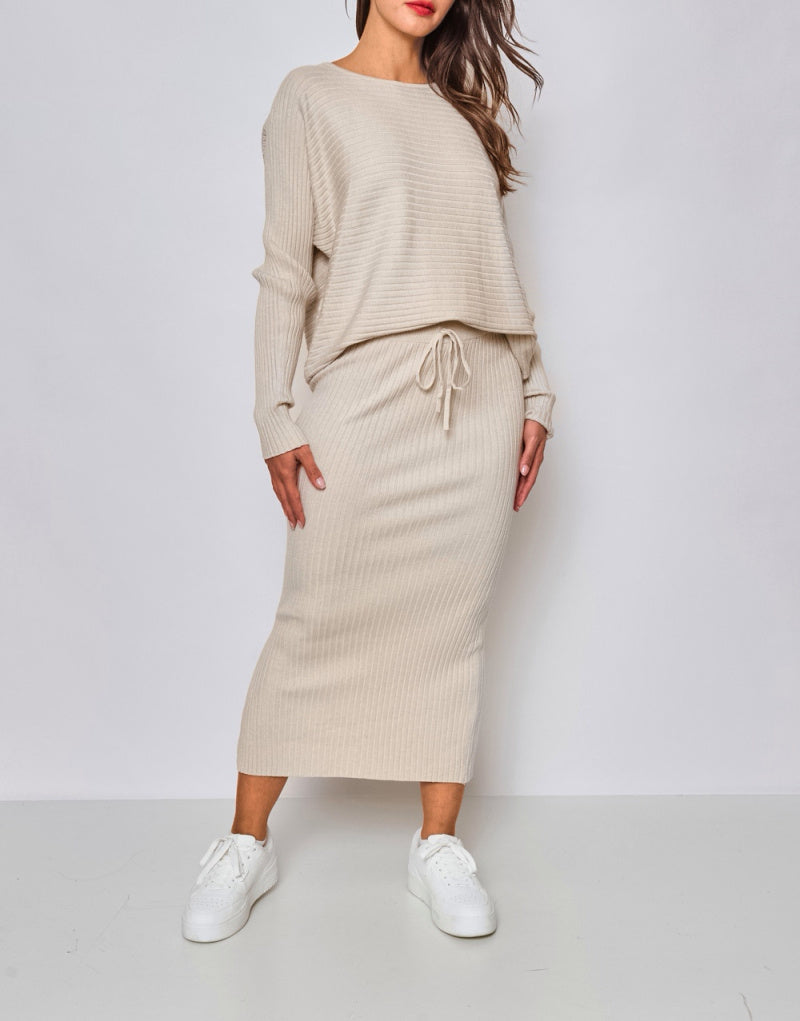 Ribbed Skirt - Ecru