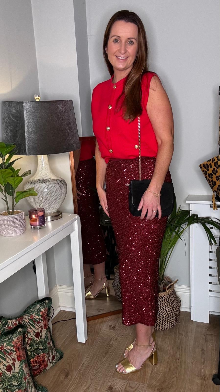 Red Sequined Skirt