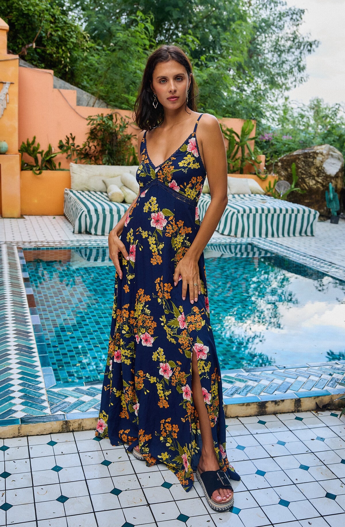 Navy Floral Maxi