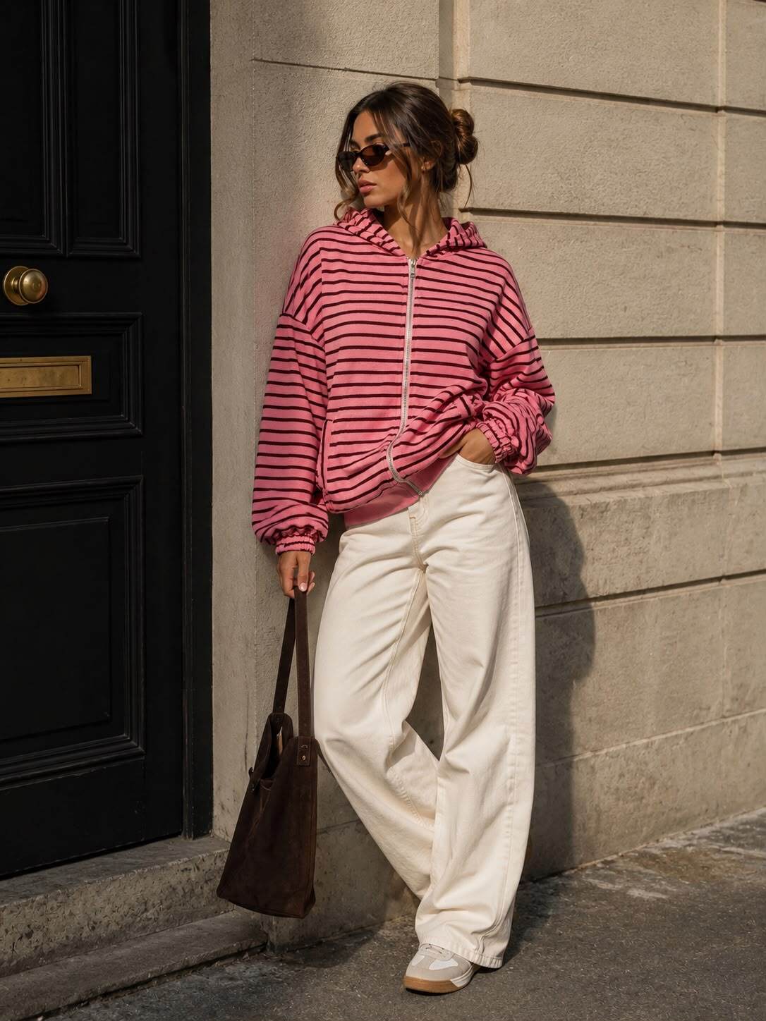 Striped Burgunday zip hoody