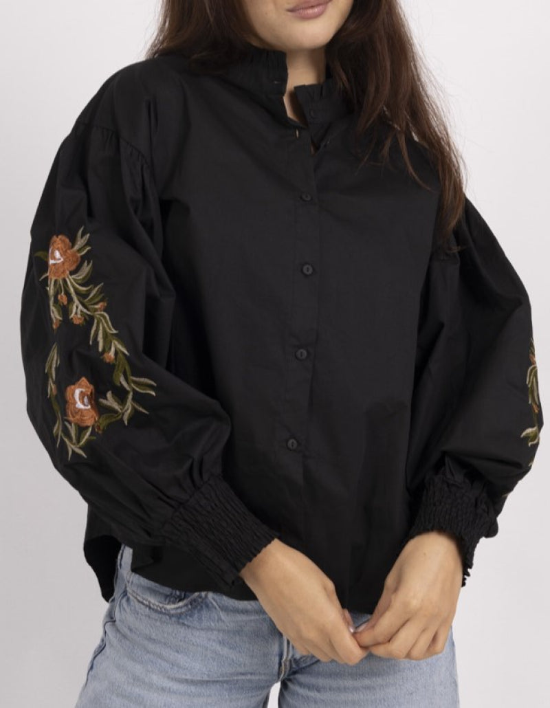 Flower Print Shirt - Black
