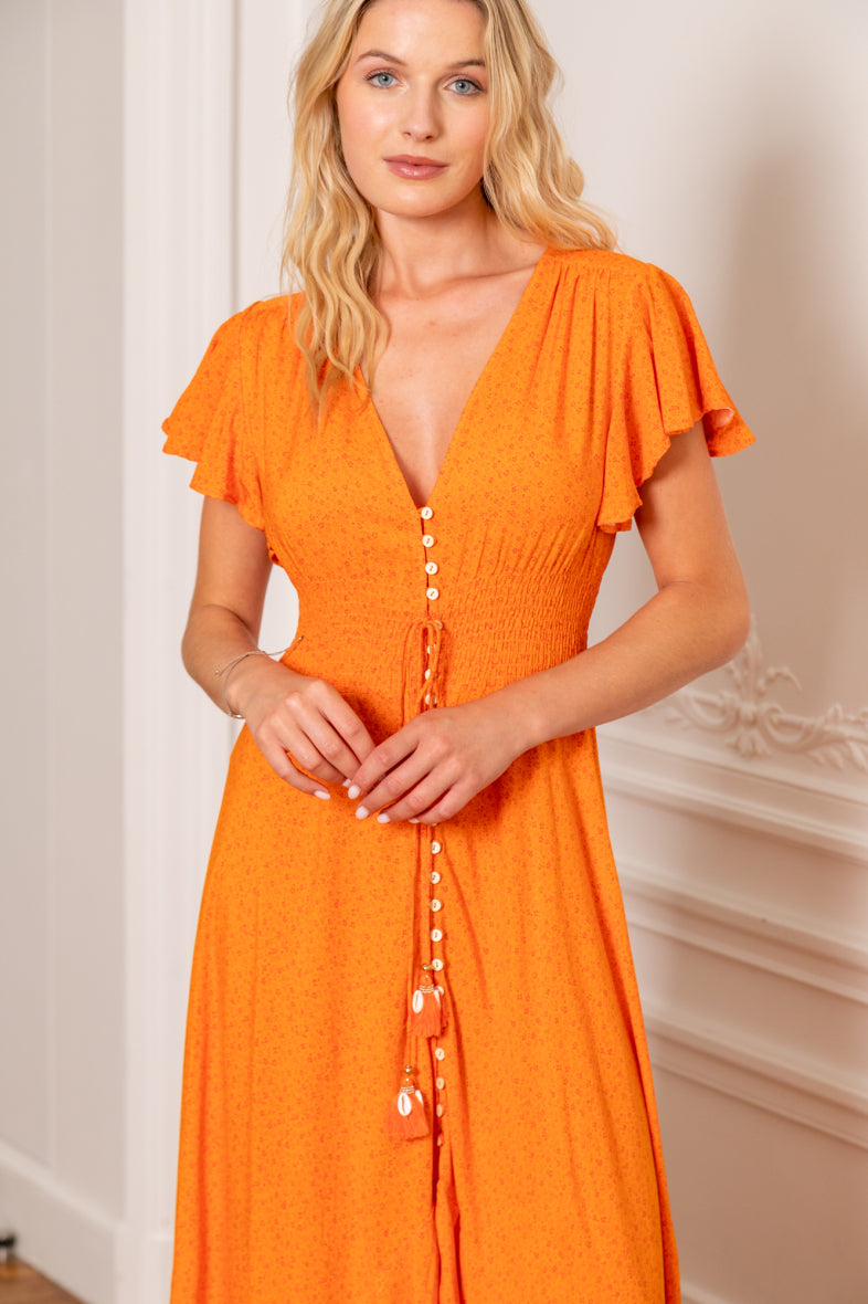 Ditsy Orange Dress