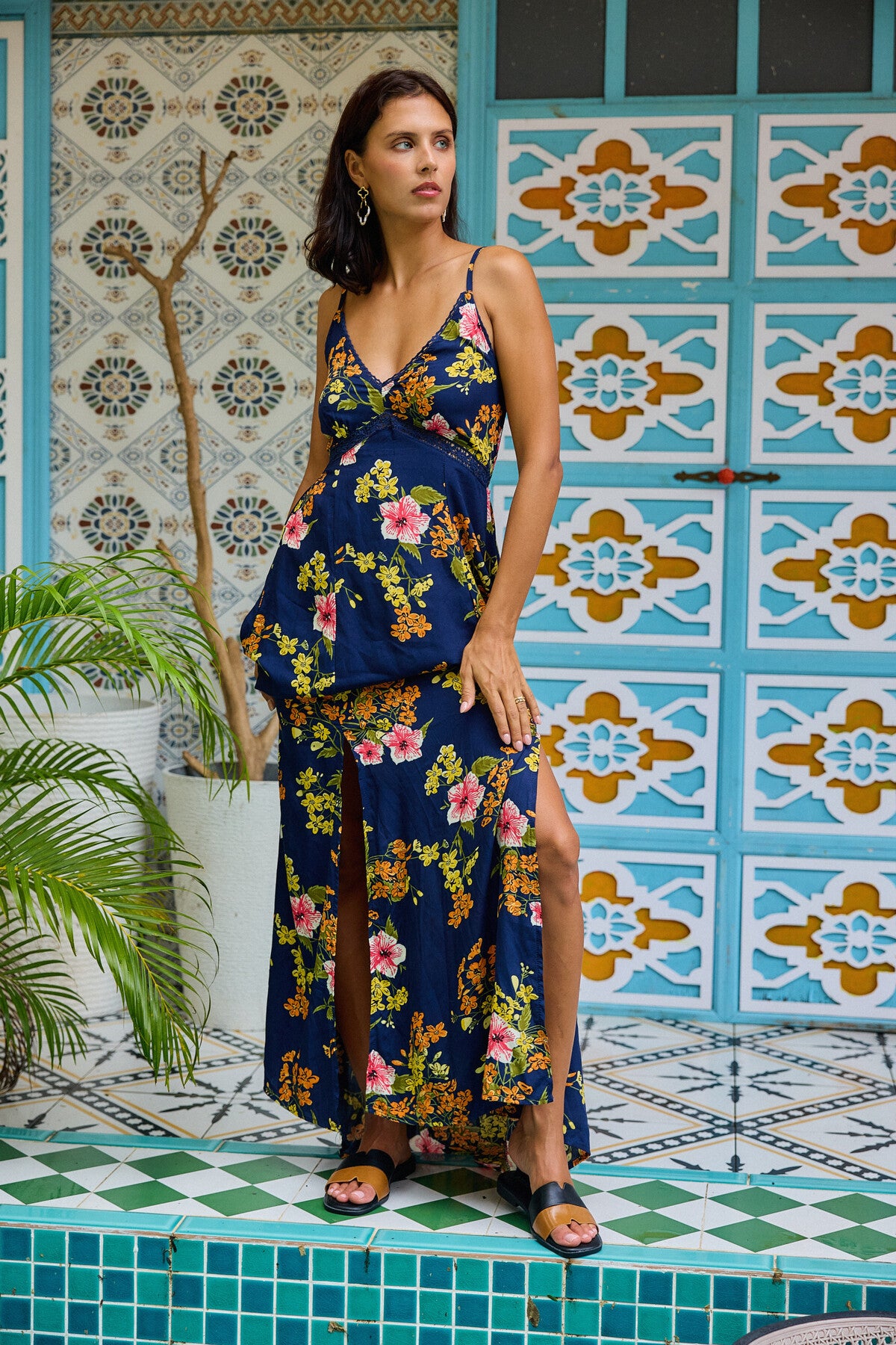 Navy Floral Maxi