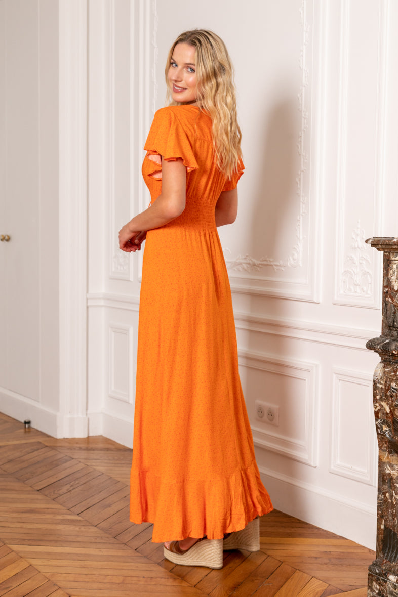 Ditsy Orange Dress