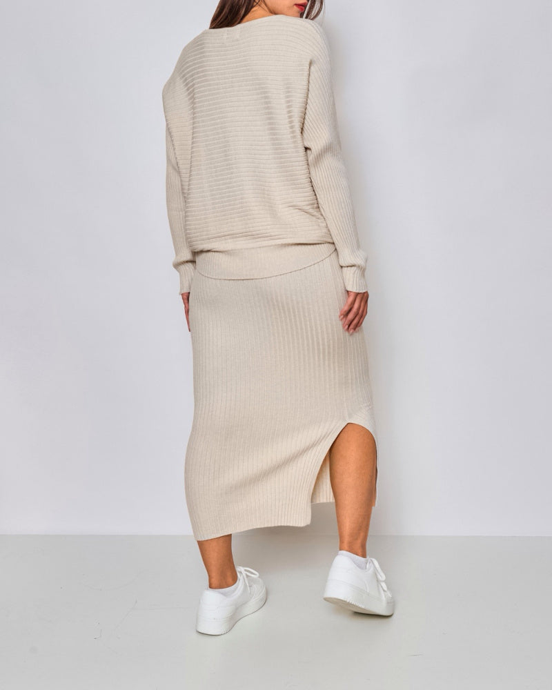 Ribbed Skirt - Ecru