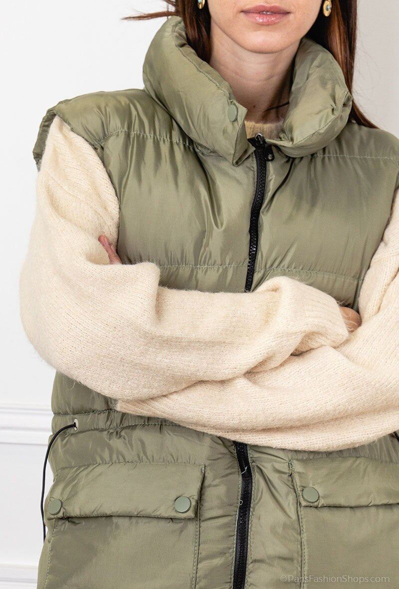 Khaki Sleeveless Jacket