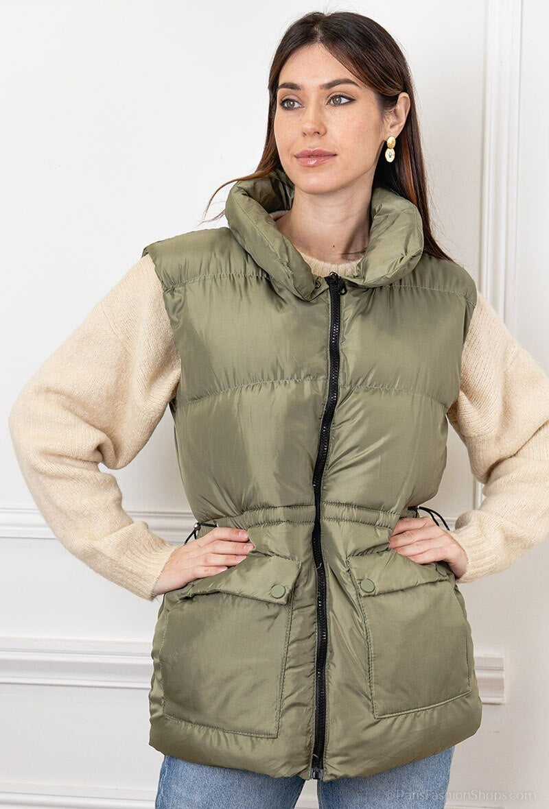 Khaki Sleeveless Jacket