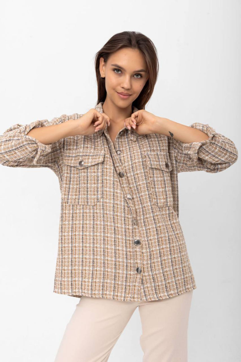Beige Check Shirt