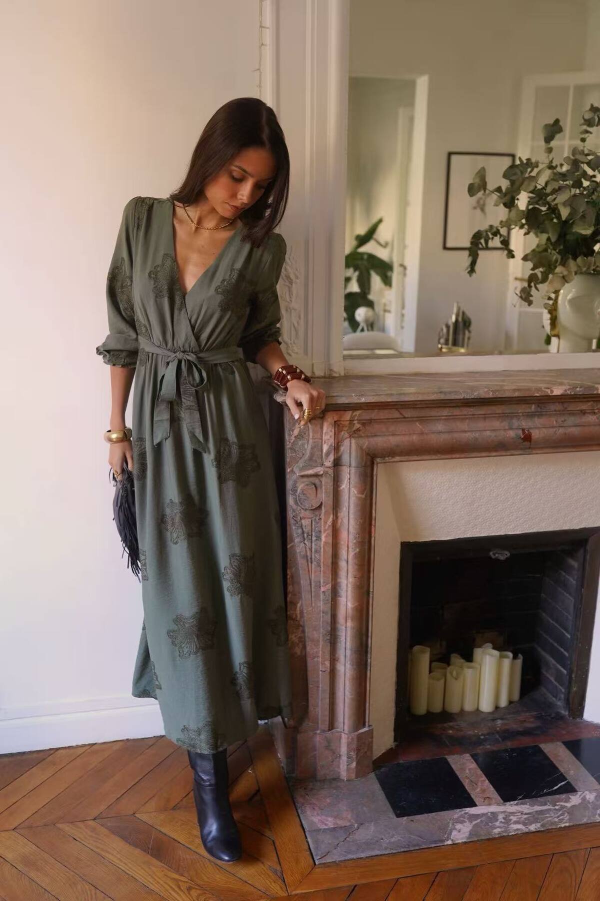 Khaki Midi dress