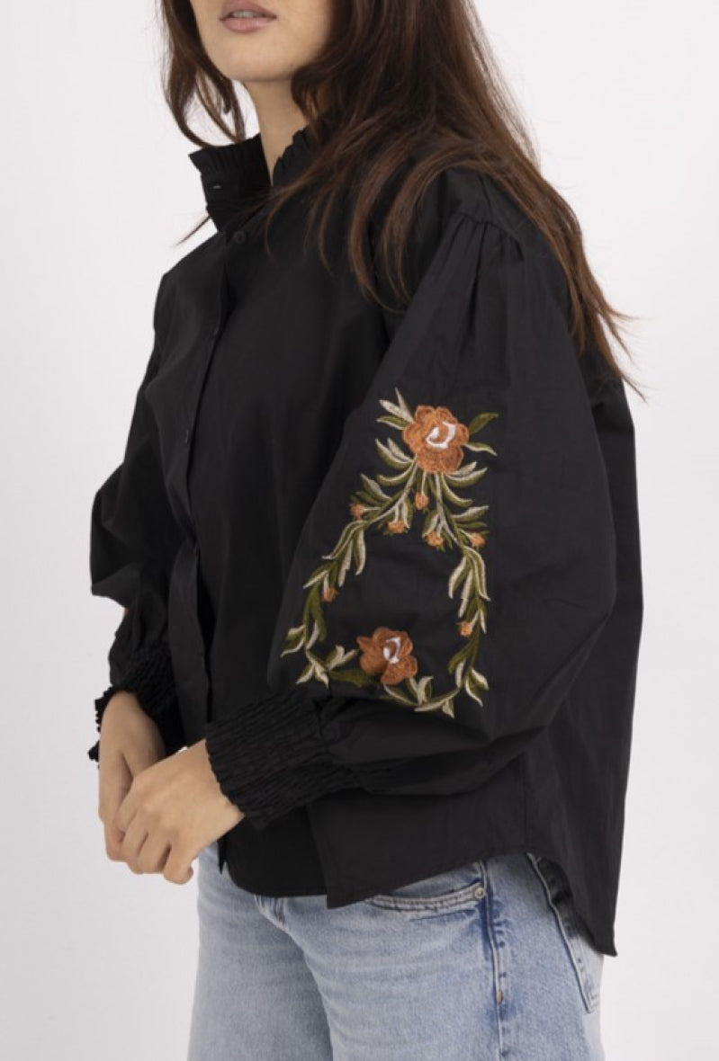 Flower Print Shirt - Black