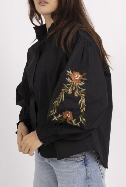 Flower Print Shirt - Black
