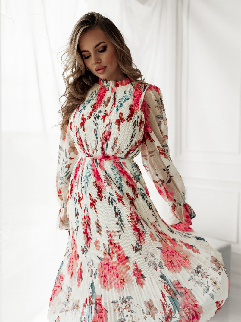 White midi print dress