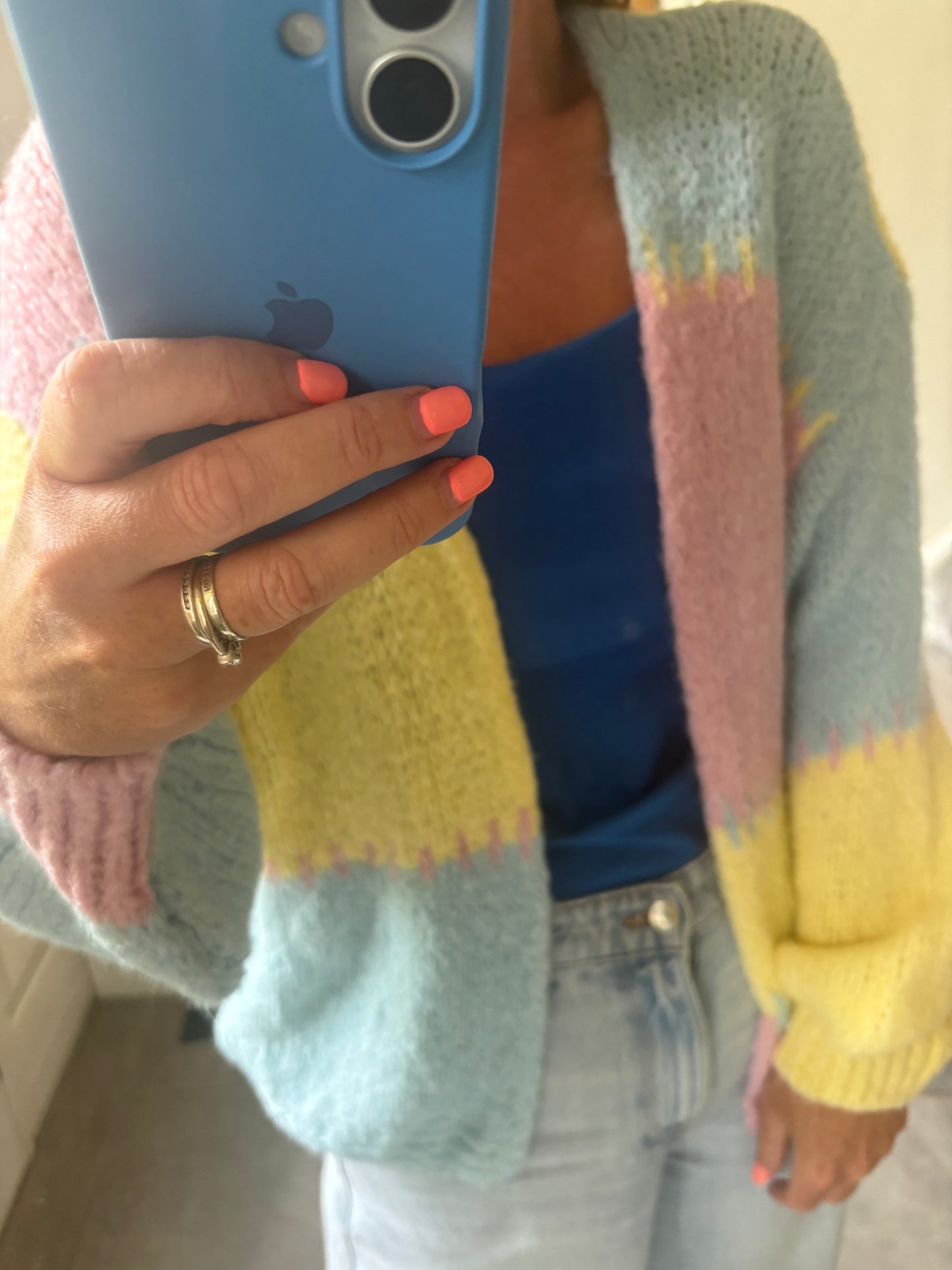 Pastel block Cardigan