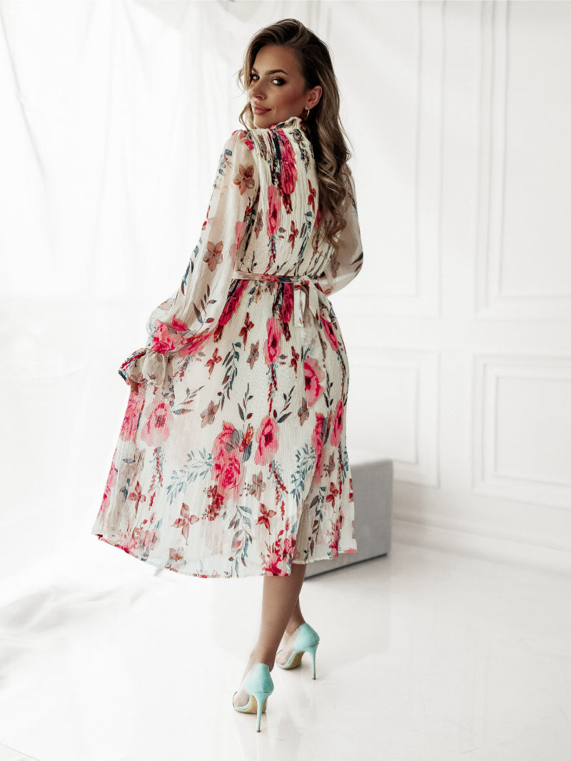 White midi print dress