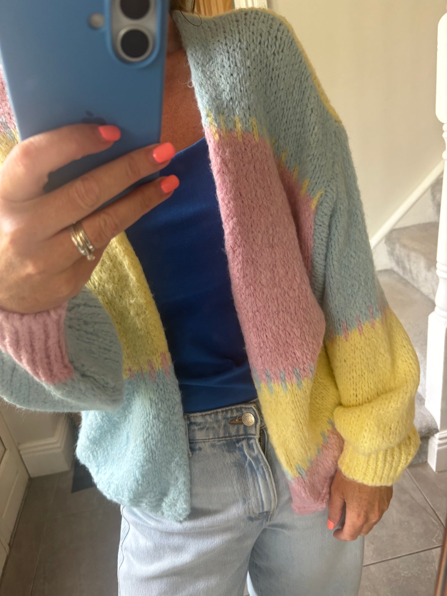 Pastel block Cardigan
