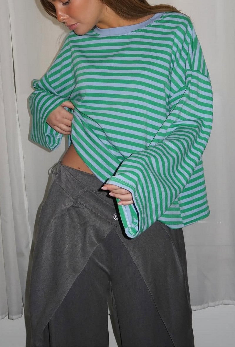 Green/Aqua Stripe Top