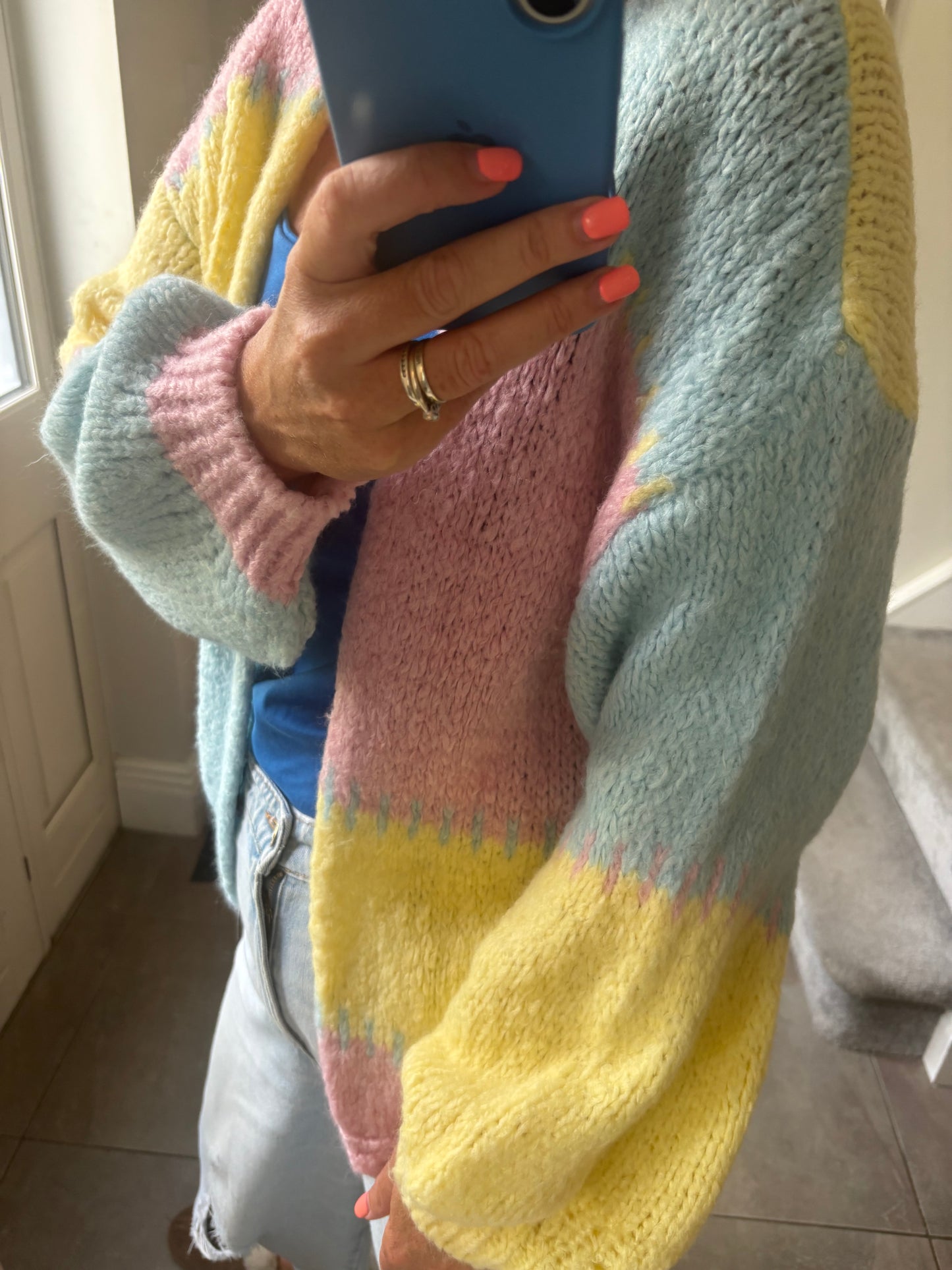 Pastel block Cardigan