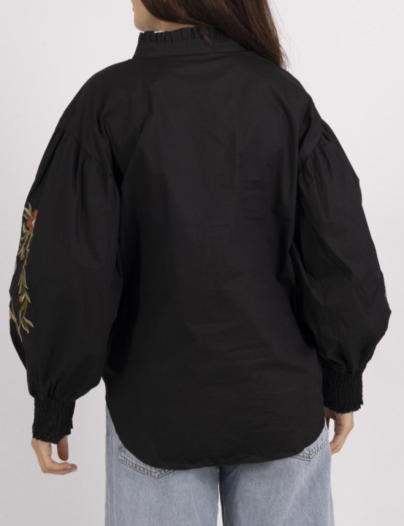 Flower Print Shirt - Black