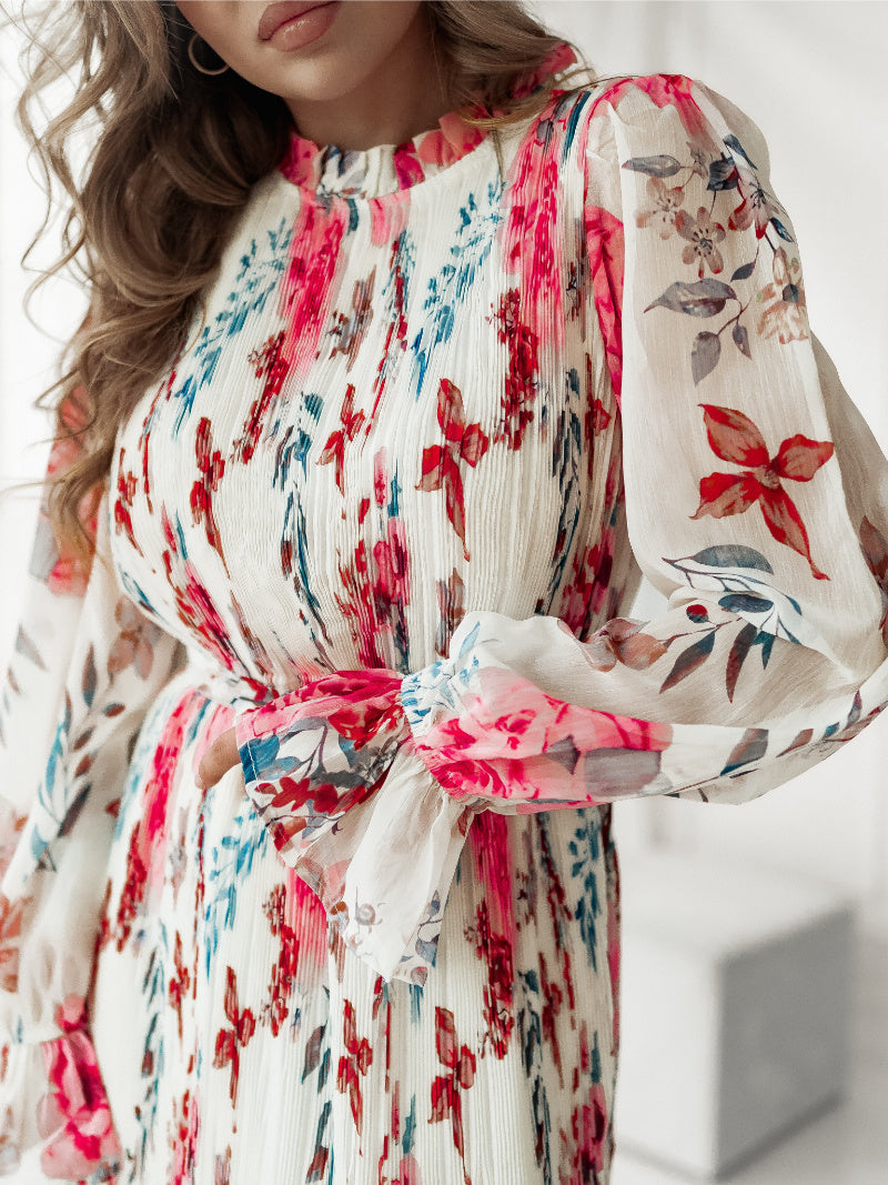 White midi print dress