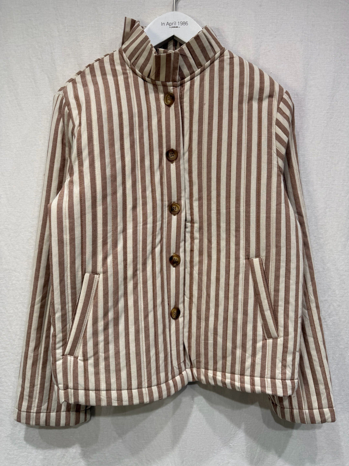 Striped high collar jacket