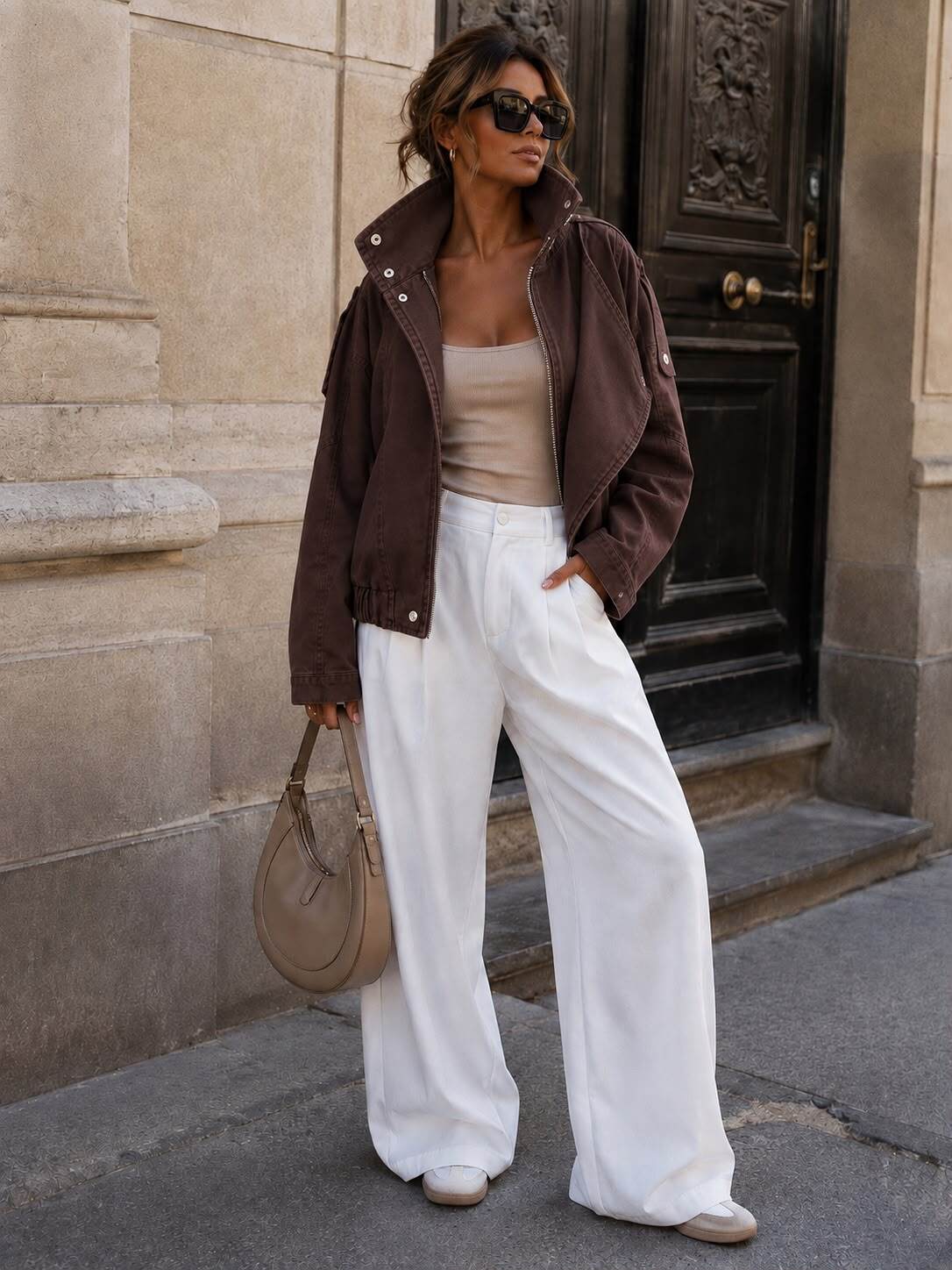 Chocolate denim biker jacket