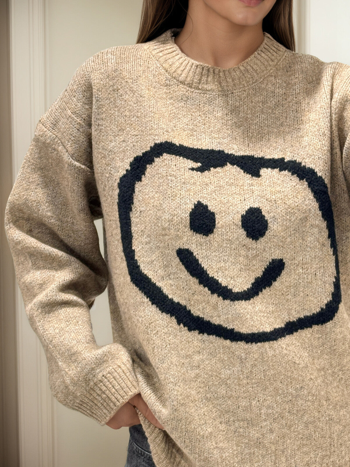 Taupe Smiley Sweater