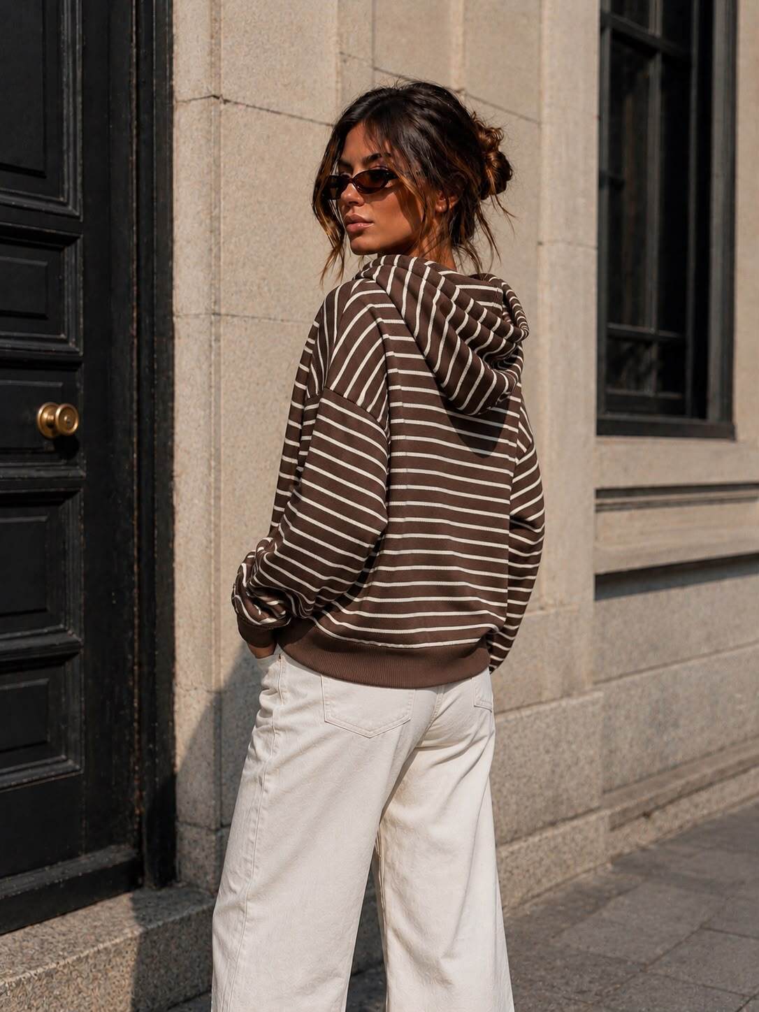 Striped Chocolate zip hoody