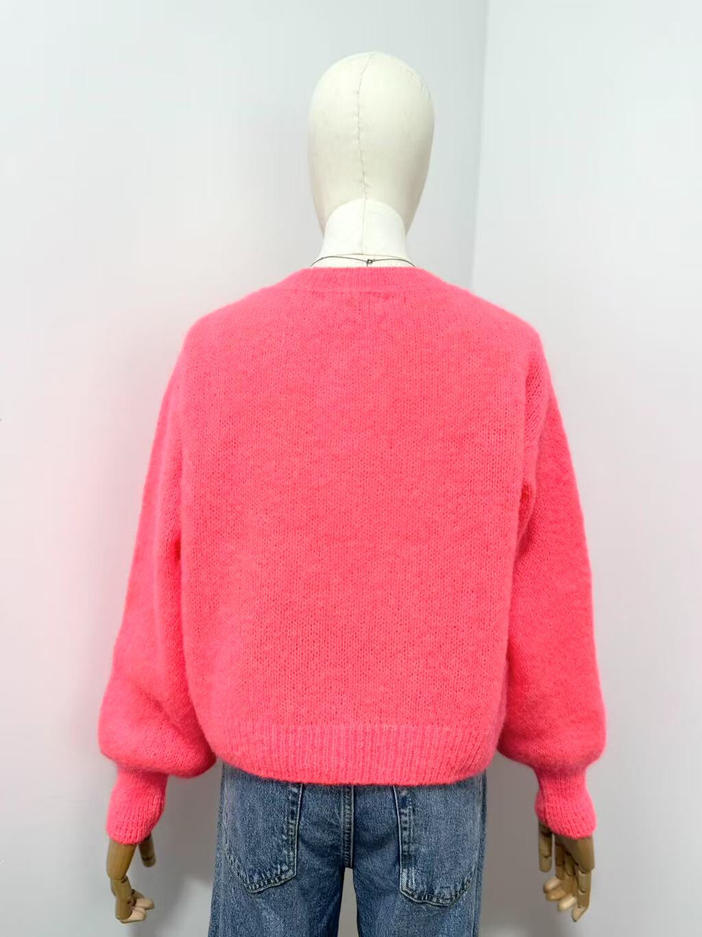 Mohair Zip Cardi Coral