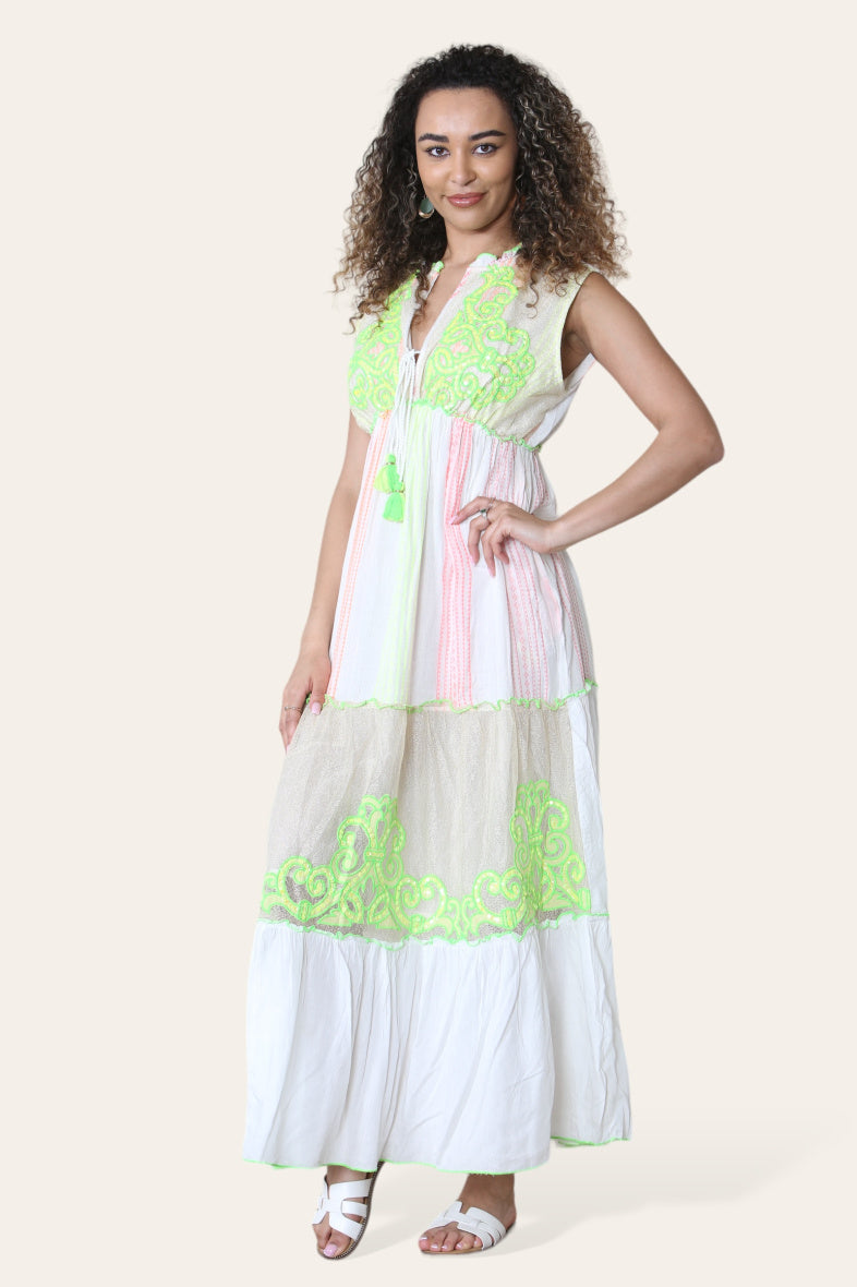 Embroidered Green Dress