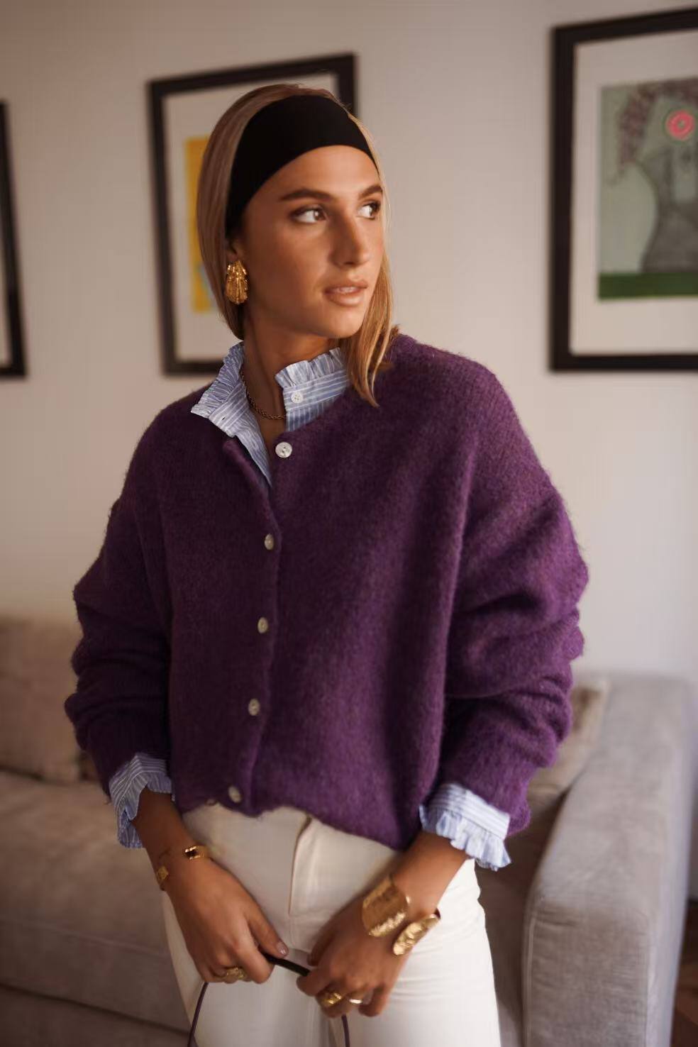 Purple soft knit Cardi