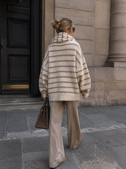Oversized cardi with scarf Beige