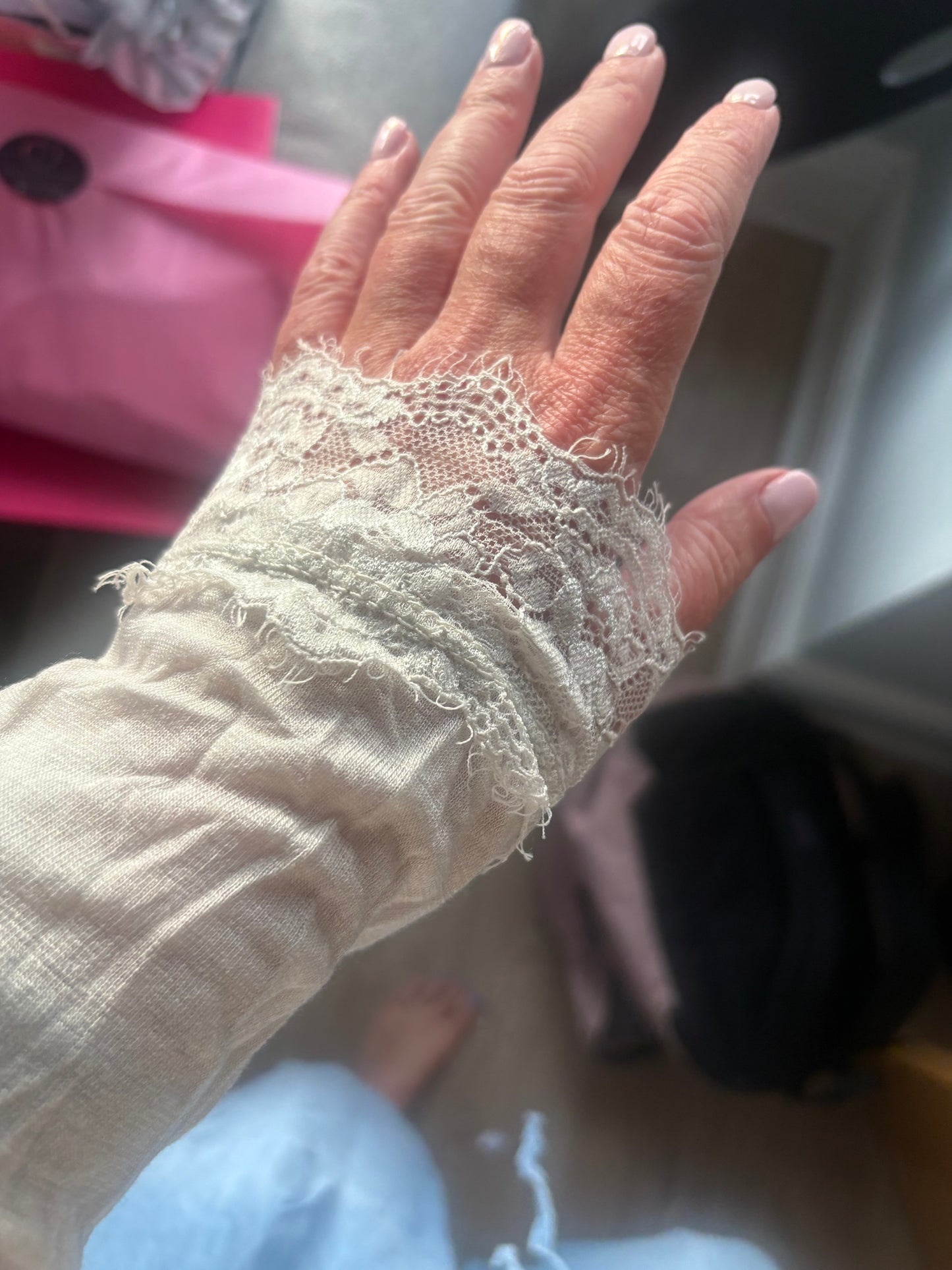 V neck lace basic ecru