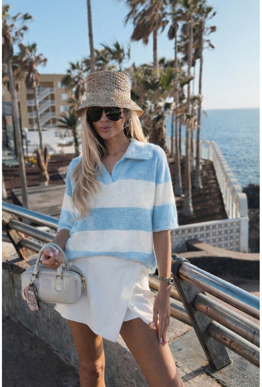 Soft blue Stripe Sweater
