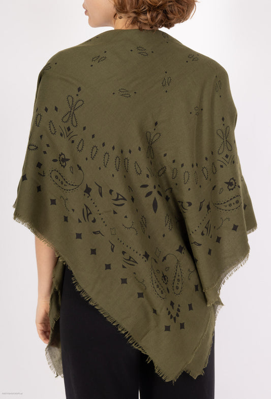 Khaki Lrg Paisley Scarf