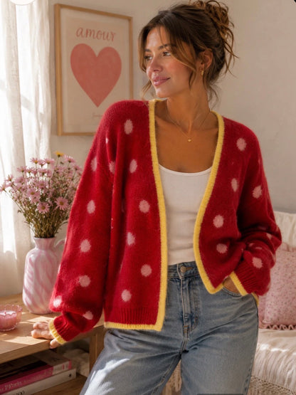 Polka dot red cardi