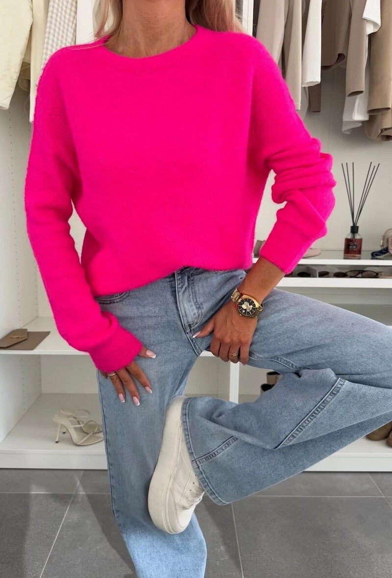 Fuchsia pink soft knit sweater