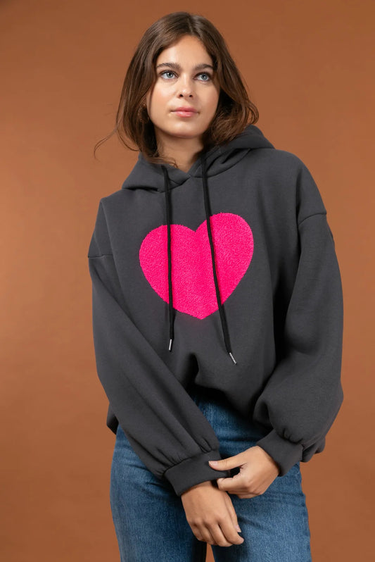 Heart Hoody Dark Grey