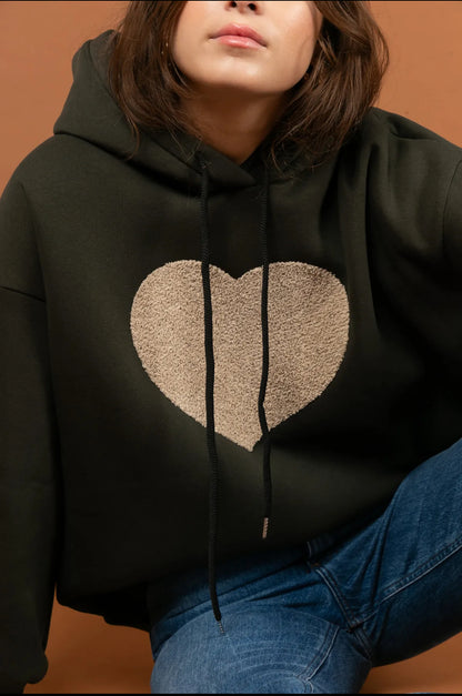 Heart Hoody Khaki