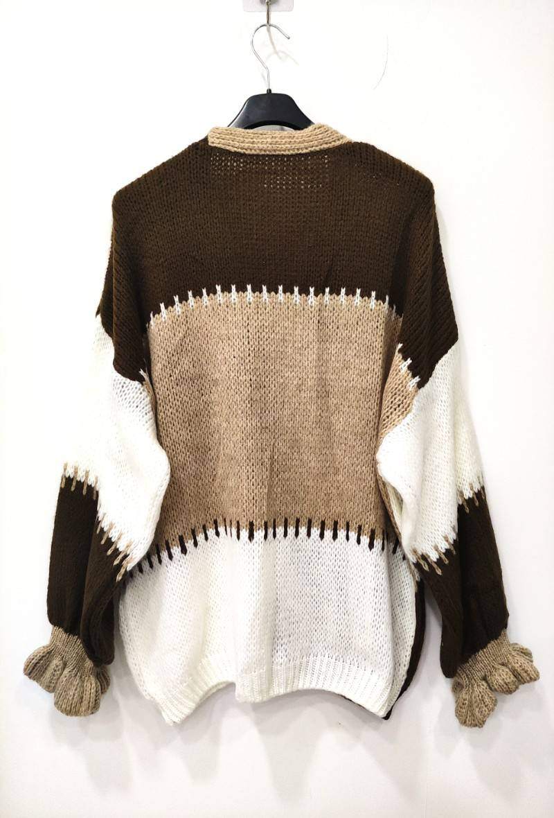 Chocolate toned block cardi
