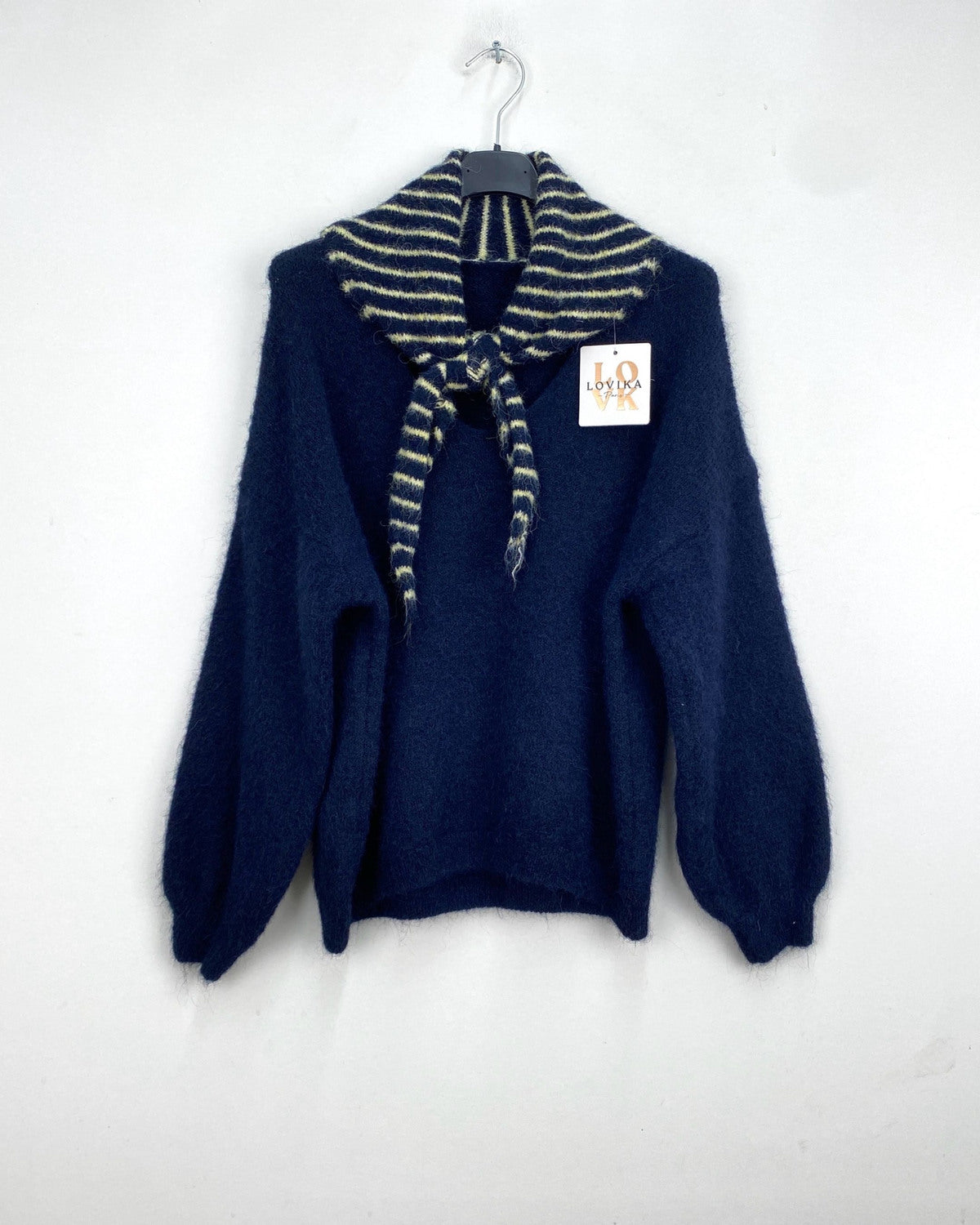 Navy scarf sweater