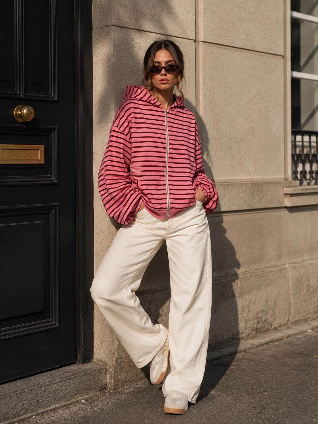 Striped Burgunday zip hoody