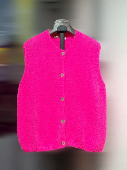 Knit vest Mohair mix Bright Pink