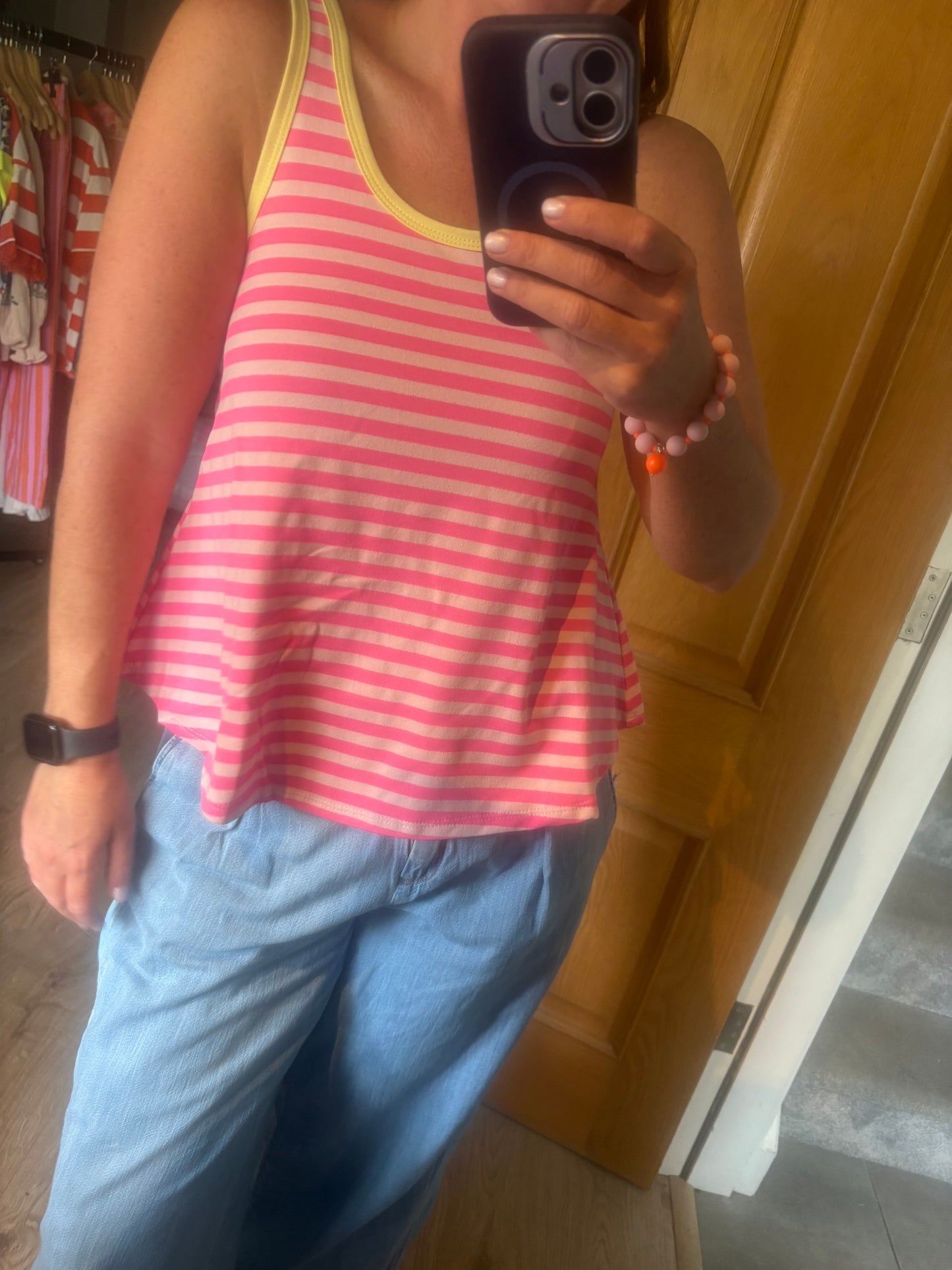 Stripe pink cotton vest